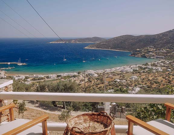View to the bay of Platis Gialos from Pelagos Residence