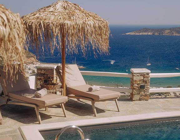 The pool area at Pelagos Residence