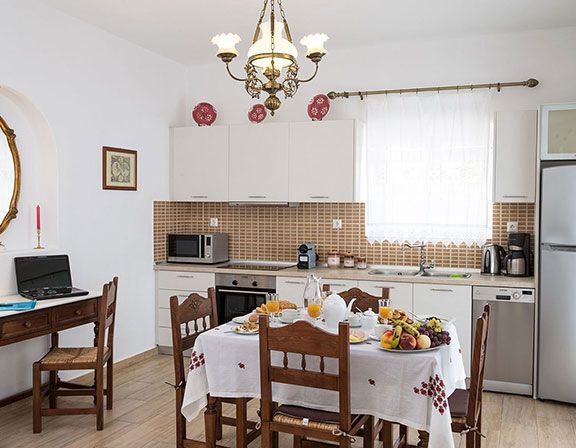 Fully equipped kitchen at Villa Pelagos