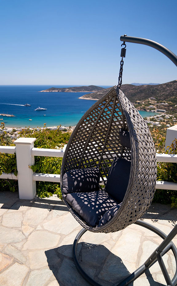 Vue sur Platis Gialos depuis la Villa Pelagos