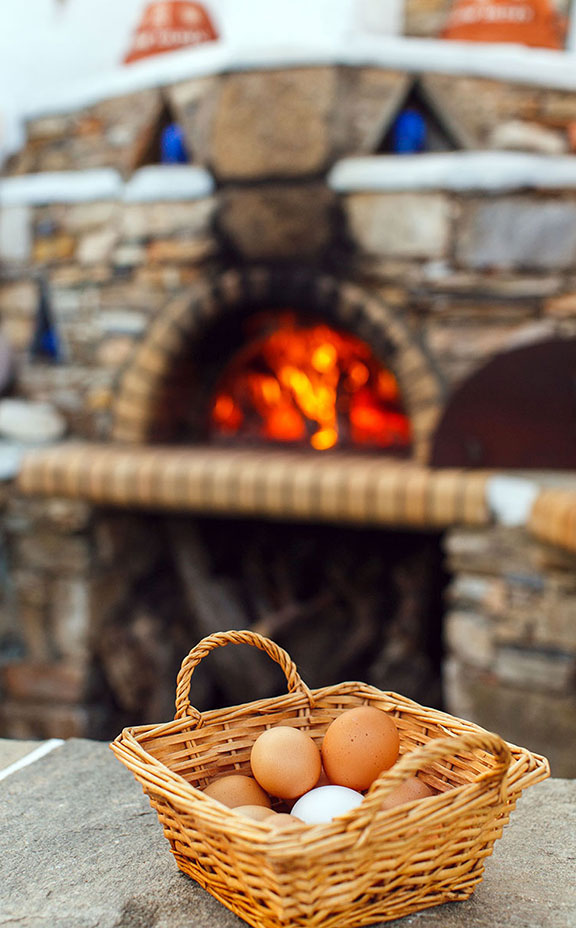 Traditional wood oven at Villa Pelagos